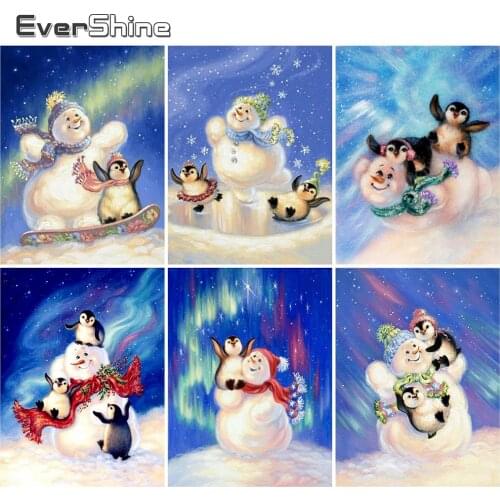EverShine Diamond Mosaic Winter Bead Embroidery Full Square 5D Diamond Painting Snowman Cross Stitch Cartoon Christmas Decor