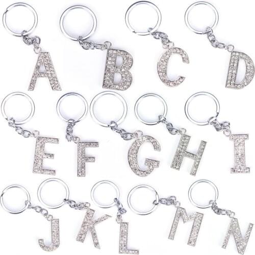 Rhinestones Alphabet Keyring 26 Letters Initial Key Ring Key Chains Unisex Keychain Bag Pendant Jewelry Ornament Crystal