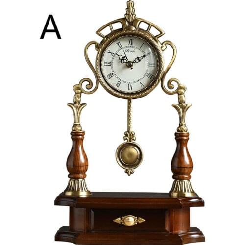 1PCS NEW CHINESE STYLE LIGHTWEIGHT SOLID WOOD WITH COPPER CLOCK COPPER CLOCK LIVING ROOM HOME SIMPLE CLOCKS FOR LU607554