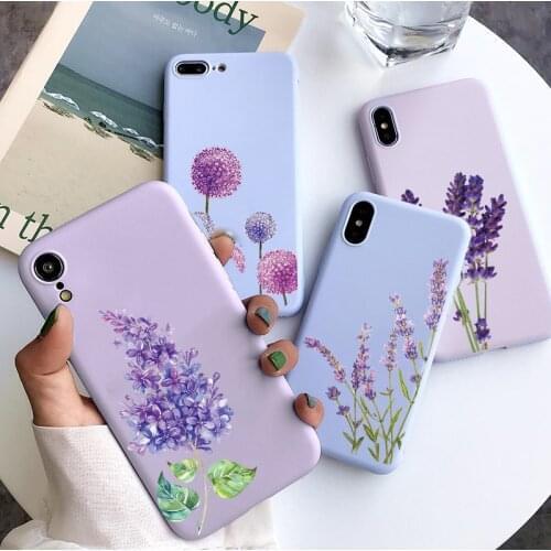 Grass Purple Lavender Flowers Case For iPhone 12 Pro Fundas For iPhone 12 Mini 11 Pro Max 8 7 Plus X XS Max XR Soft Bumper Cover