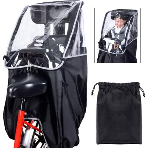 Child Bike Seat Rain Cover Children PVC Rain Cover Bicycle Rear Seat Baby Saddle Protection Black Pocketable Shield