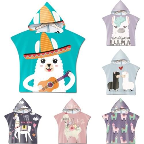 Cute Children Hooded Beach Towel Outdoor Travel Sunshade Bathrobe with Hood Wearable Cloak Beach Swimming Bath Towel 60x60cm