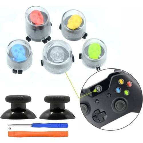DIY ABXY LED Light keys Buttons for Xbox One Controller Skull Ghost X-ONE Replacement Thumbsticks Analog Joysticks