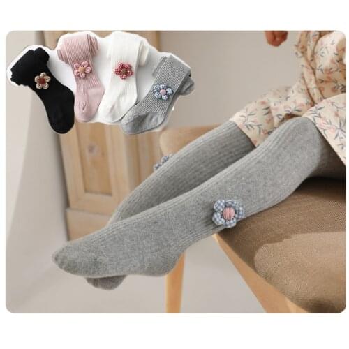 Girl Tights Flower Thick spring autumn Winter pantyhose childrens pure cotton outer wear base PP baby childrens Leggings