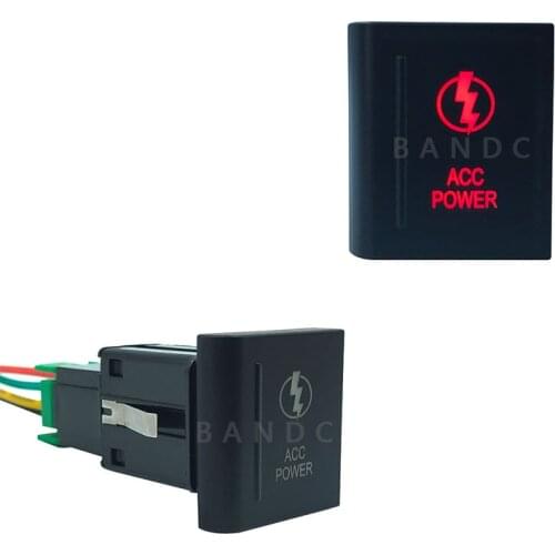 Red Led, Left Side Car ACC POWER Push Button Switch with Wiring Connector for VW Volkswagen Amarok, 3Amp 12V,Auto Accessories