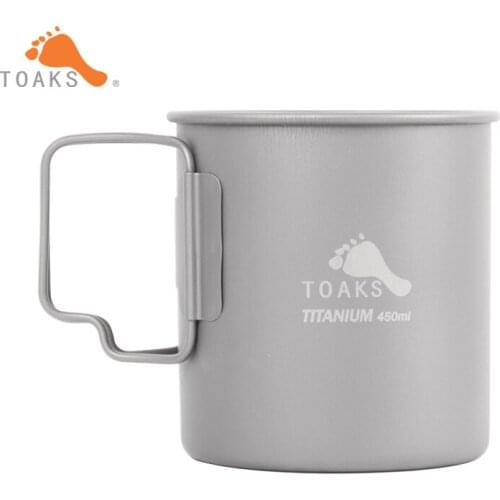TOAKS 450ml Titanium Mug Camping Drinkware Outdoor Lightweight Ultralight Camping Titanium Coffee Mug CUP-450