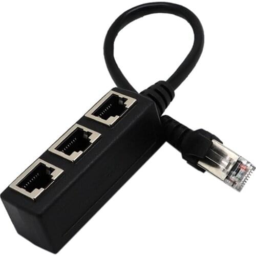 LAN Ethernet Network 6103 Socket RJ45 1 Male To 3 Female Connector Splitter Adapter Cable Length 18CM
