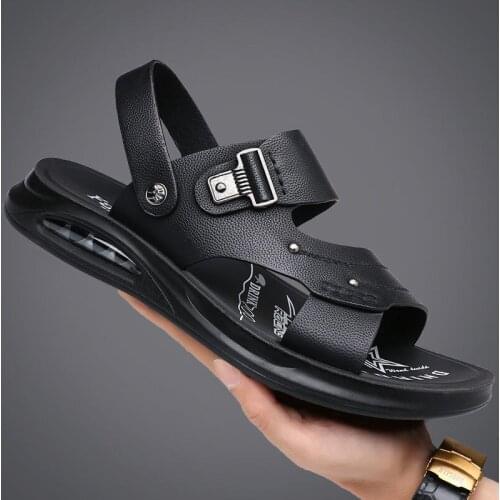 Sandals Mens Leather 2021 Summer New Shoes Cowhide Antiskid Sandals Sandalias Hombre Chaussure Homme
