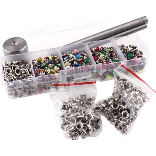 6mm 380sets Mix color Double Cap Round Rivet Fixing Tool Kit Craft Leathercraft Garment Rivets Studs for Clothing