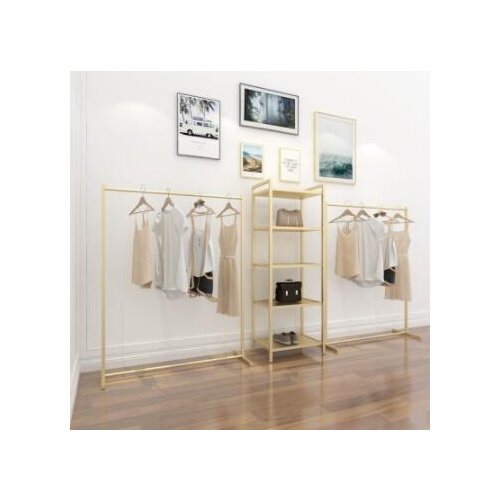 New clothing store display rack wedding display rack men and women clothes floor hanger simple Nakajima side hanging gold