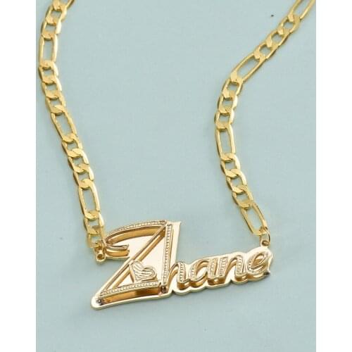 2020 New Double Nameplate Necklace Women Custom Name Necklace Personalized Figaro Chain Pendant Necklace Copper Gift