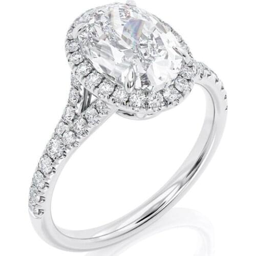 2.5CARAT Oval Cut 10×7mm Engagement Halo Rings Real 18K White Gold Rings For Women Fine Jewelry Moissanite Wedding Women Rings