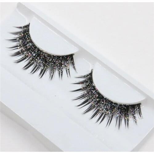 A pair fashion glitter natural false eyelashes exaggerated nightclub fake eyelash full strip lasshes makeup tool