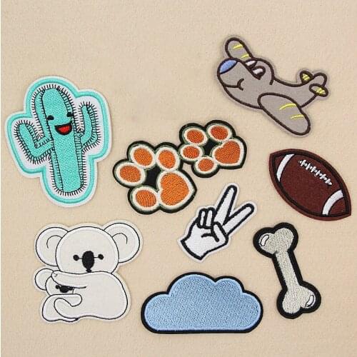 PGY Cartoon Cactus Cat Embroidered Patches for Clothes Elephant Rugby Finger Appliques Diy Clothes Coat Jeans Stickers Parches