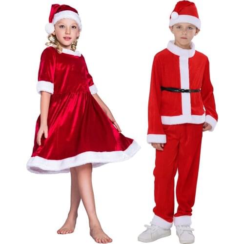Snailify Christmas Dress Girls Red Christmas Costume Boys Santa Claus Costumes Kids Child Christmas Outfit
