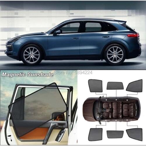 Car Full Side Windows Magnetic Sun Shade UV Protection Ray Blocking Mesh Visor For Porsche Cayenne 2010
