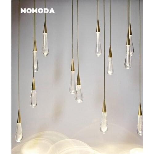 Modern Water Drop LED Crystal Chandeliers Luxury Gold Metal Rain Pendant Lights Bedroom Living Room Big Staircase Lamps Lustre