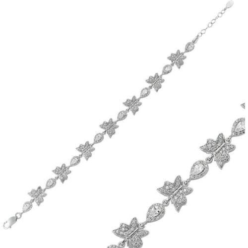 Tevuli 925 Sterling Silver Drop Cubic Zirconia Butterfly Bracelet