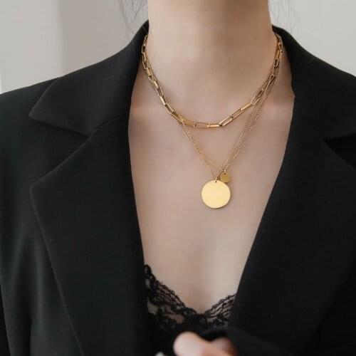 YUN RUO 14 K Gold Plated Unique Individual Predant Necklace Woman Fashion Titanium Steel Jewelry Gift Never Fade Nightclub style