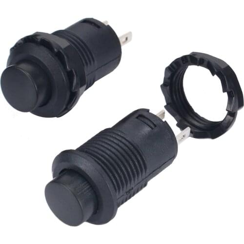 10PCS Mini OFF/ON Push Button Switch 12mm 12V 1.5-3A Automobile Boat Dash Locking Latching Button Switches Black