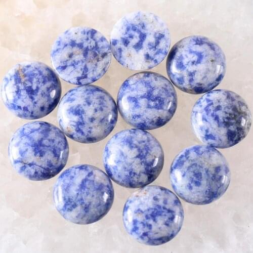 16MM Round CAB Cabochon Natural Gem Stone Blue Sodalite No Drilled Hole Beads For Jewelry Making Bracelet Earring 10Pcs K913
