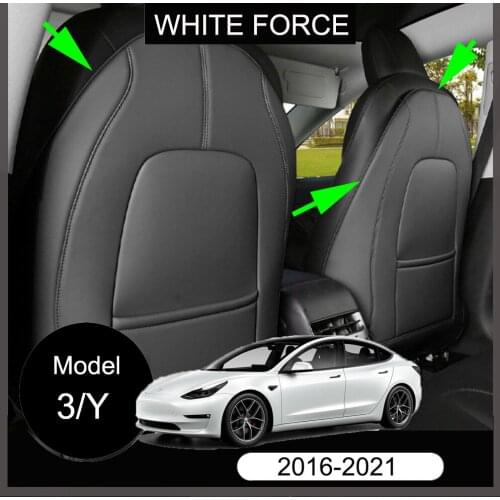 For Tesla Model 3 2021 Model Y 2019-2021 2PCS PU Leather Anti-Child-Kick Pad Car Seat Back Cover Protector Kick Clean Mat Pad