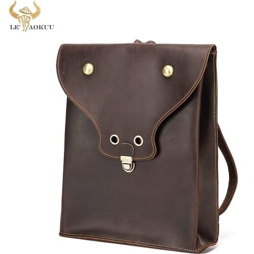 2021 Design Male Crazy Horse Leather Vintage Large Capacity Travel University School Student Bag Backpack Daypack Men 82001