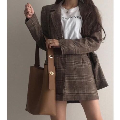 2021 Simple Fashion Bucket Shopper bag Big Capacity Leather Woman handbag Casual Shoulder Large bags New Black Khaki sac femme