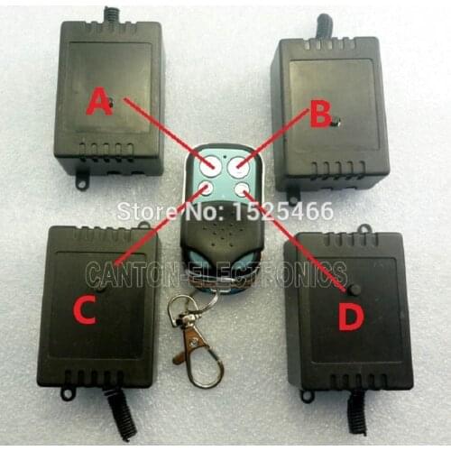 433Mhz 4 Key EV1527 Remote Control + 4pcs one Channel Relay Wireless Controller AC Smart Switch kit
