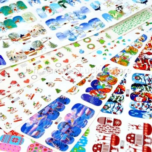 60 sheets mixed designs Christmas water transfer nail art decorations stickers decals winter style nails supplies tool 1129-1188