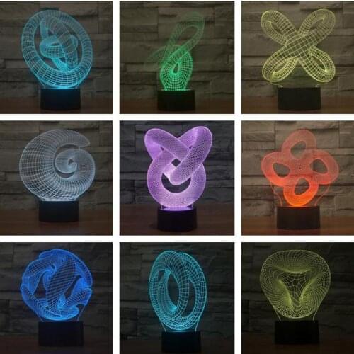 Abstract 3d Stereo Night Lamp Friends Birthday Gifts Colorful Gradient Touch Table Lamps For Living Room Deco Desk Lamp