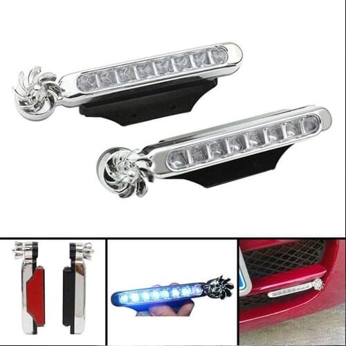 Auto Headlamp COB Fog Light Bulb Wind Powered 8 LED Car DRL Daytime Running Light Fog Warning Auto Head Lamp LED Lamps For Cars