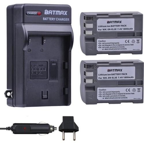 Batmax 2pc EN-EL3E EN EL3e ENEL3e battery+Charger kits for Nikon D300S D300 D100 D200 D700 D70S D80 D90 D50 MH-18A