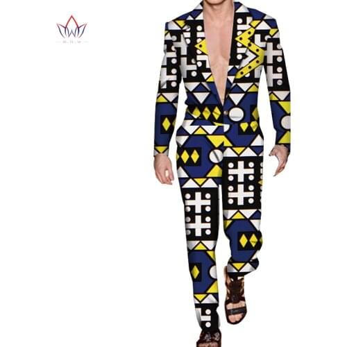 Bazin Riche Men Jumpsuit Pants Sets African Clothing African Clothes Casual Men Long Sleeve Rompers Joggers Customize KG474