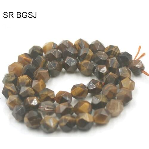 Free Shipping 8mm Faceted Round Loose Gems Natural Stone DIY Yellow Tiger Eye Beads Strand 15"