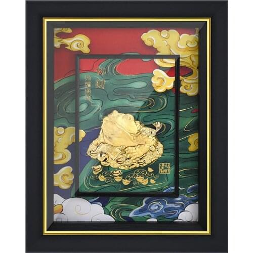 Money Toad Fengshui Collect Wealth Chinese Frog Pictures Gold Foil Painting Wall Art decor Pictures Living Room Home Decoration