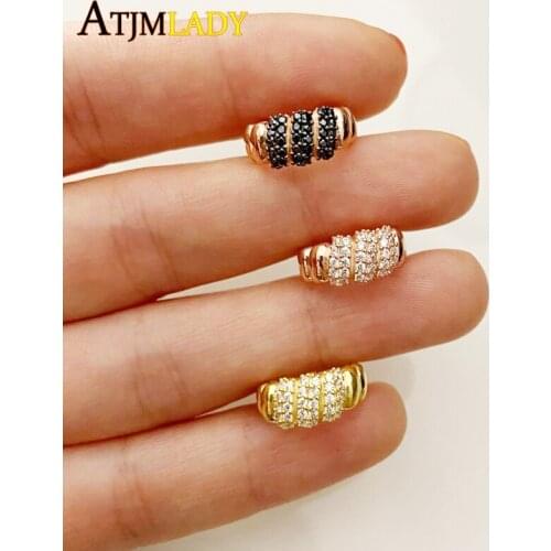 1 Piece No Piercing Clip On Earring Rope Chain Twist Circle Geometric CZ Paved Simple Women Ear Cuff Dome Earring Wholesale