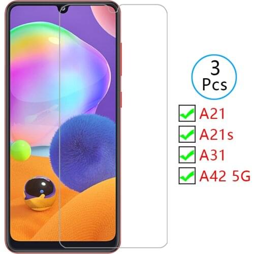 Case for samsung a21s a21 a31 a42 5g cover screen protector tempered glass on galaxy a 21s 21 s 31 42 protective phone coque bag