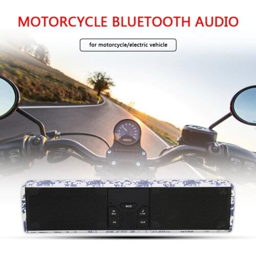 Motorcycle Electronic Accessory Motorcycle Handlebar Bluetooth-compatible Speaker U Disk TF MP3 Player Blue White Porcelain