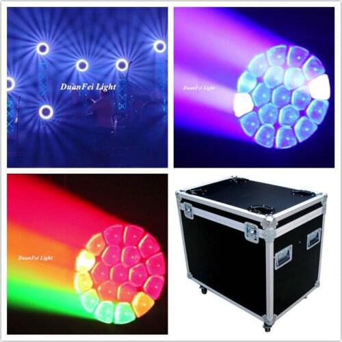 Flightcase)6lot led movinghead light rgbw beam moving 19x15w zoom moving head led spot light bee moving head
