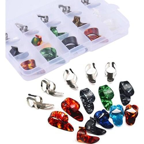 15 pieces Stainless Steel Index Finger Guitar Picks + Thumb Celluloid Guitar Knuckles/ Finger Pick/Thumb Pick Guitar Accessories