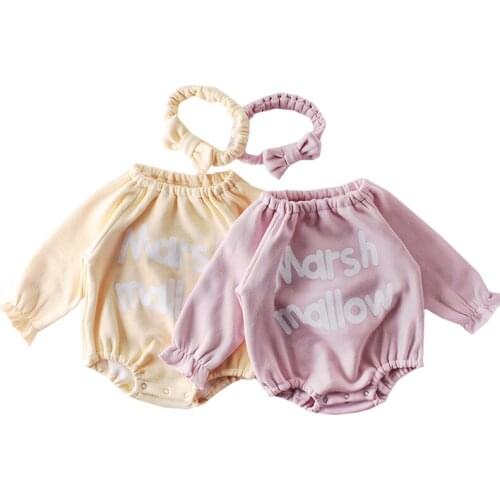 New Baby Girls Romper Winter Coat Winter Clothes Headband Simple Casual Cotton Velvet Climbing Clothing Baby Girl Clothes Letter