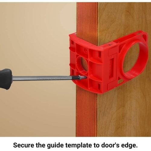 Lock Installation Kit with Guide Template for Wood Doors Adjustable plastic guide template with snap-lock arms