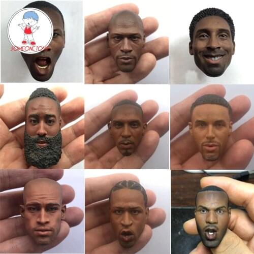 1/6 Scale Male Head Sculpt Basketball Player Head Carving Black Skin Headplay for 12" Collections DIY Action Figure