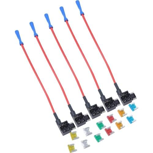 12 Pieces 5A 10A 15A 20A 25A 30A Mini Blade Fuse & 5 Pieces Add-a-circuit Holders