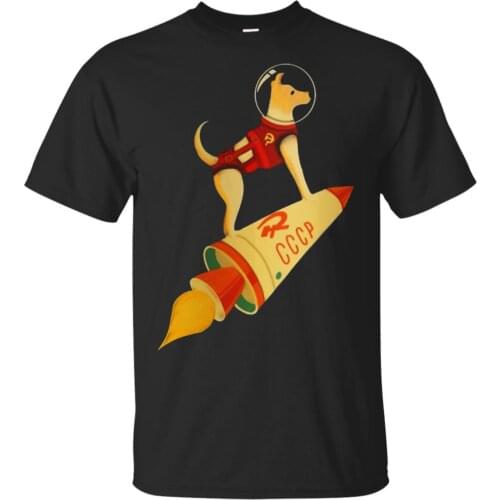 Cccp Soviet Laika The Russian Space Super Rocket Dog Short Sleeve Tee 100% Cotton Mens Summer Sale T Shirt Funny Tee Shirts