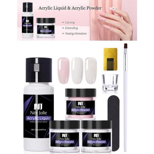 Crystal Acrylic Nail Set 3 Colors Acrylic Powder Nail Tools Transparent Crystal Nail Carved Pollen Nail Extension Model Nail