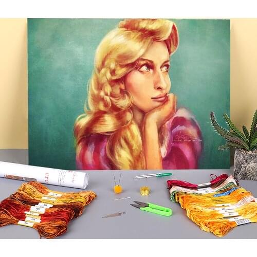 Doodles Printed 11CT Cross Stitch Complete Kit DIY Embroidery DMC Threads Knitting Needlework Handmade Painting For Counted