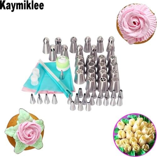 KAYMIKLEE 56PCS/SET Nozzle Icing Cake Decorating Piping Tips Steel Nozzle Cake Balls Decoration Tools CS112