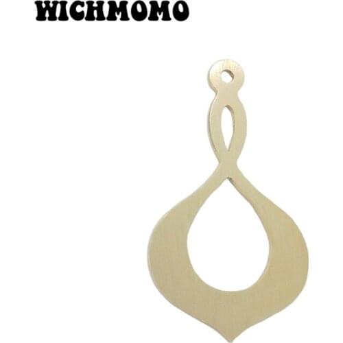 New 2pieces/bag 62mm Gold Aluminium Alloy Wire Drawing Hearts Water Drop Charms Pendant for DIY Necklace Earring Accessories